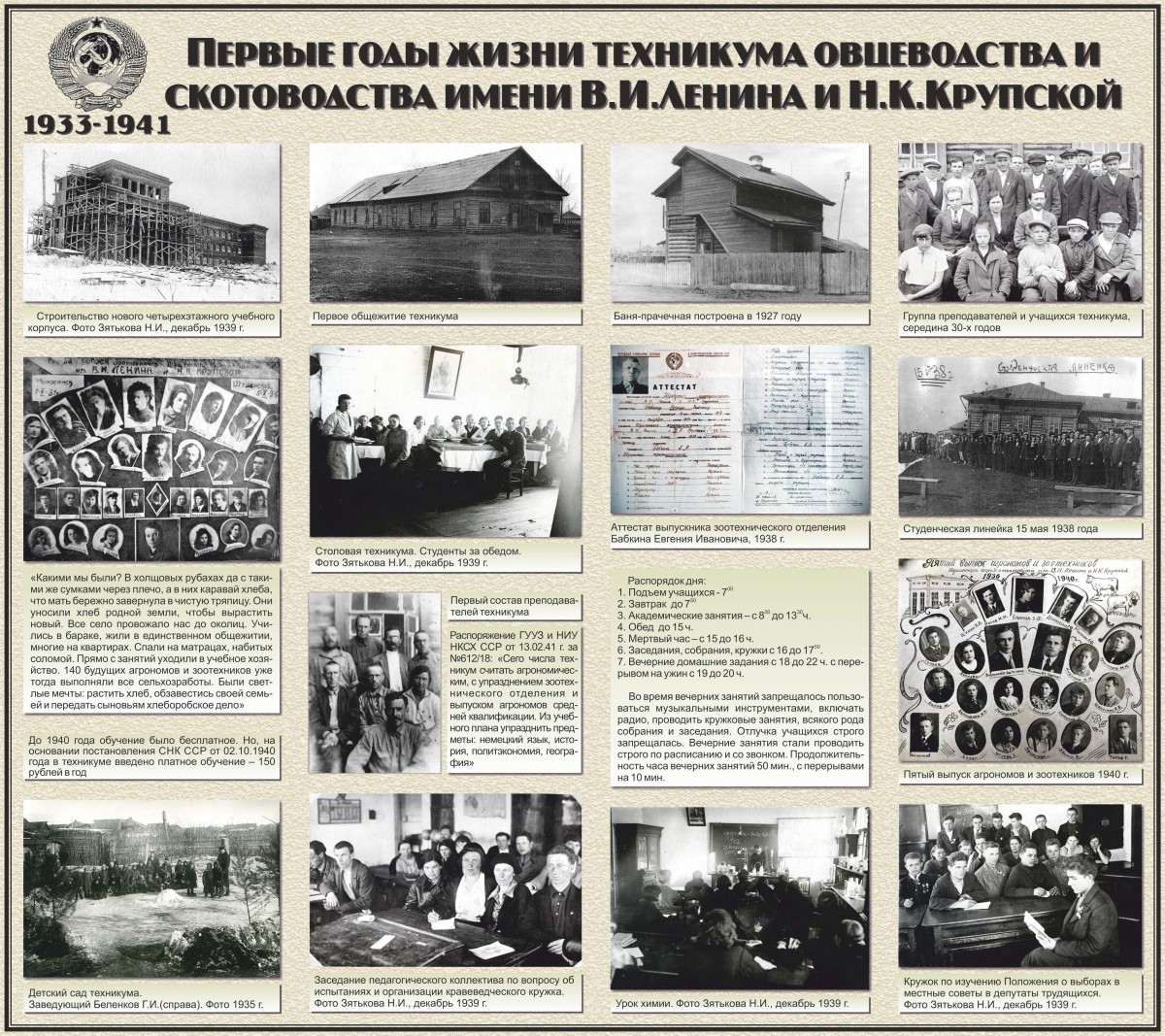 1933-1941 г.г. Первые годы жизни техникума